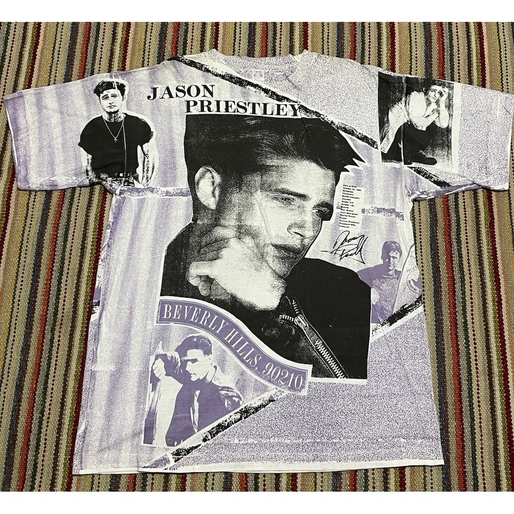 Vintage Beverly Hills 90210 Jason Priestley 90s AOP T Shirt Single Stitch Tee XL